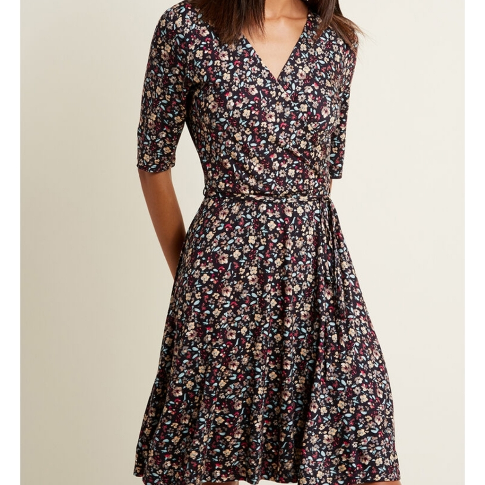 Sophisticated in Seconds Floral Wrap Dress